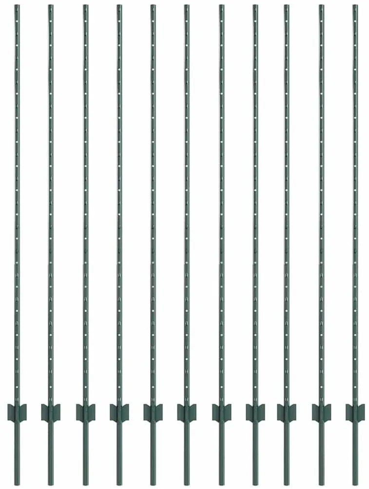 vidaXL Πό posts φράχτη 22 pcs Πράσινο 150 cm Ατσάλι