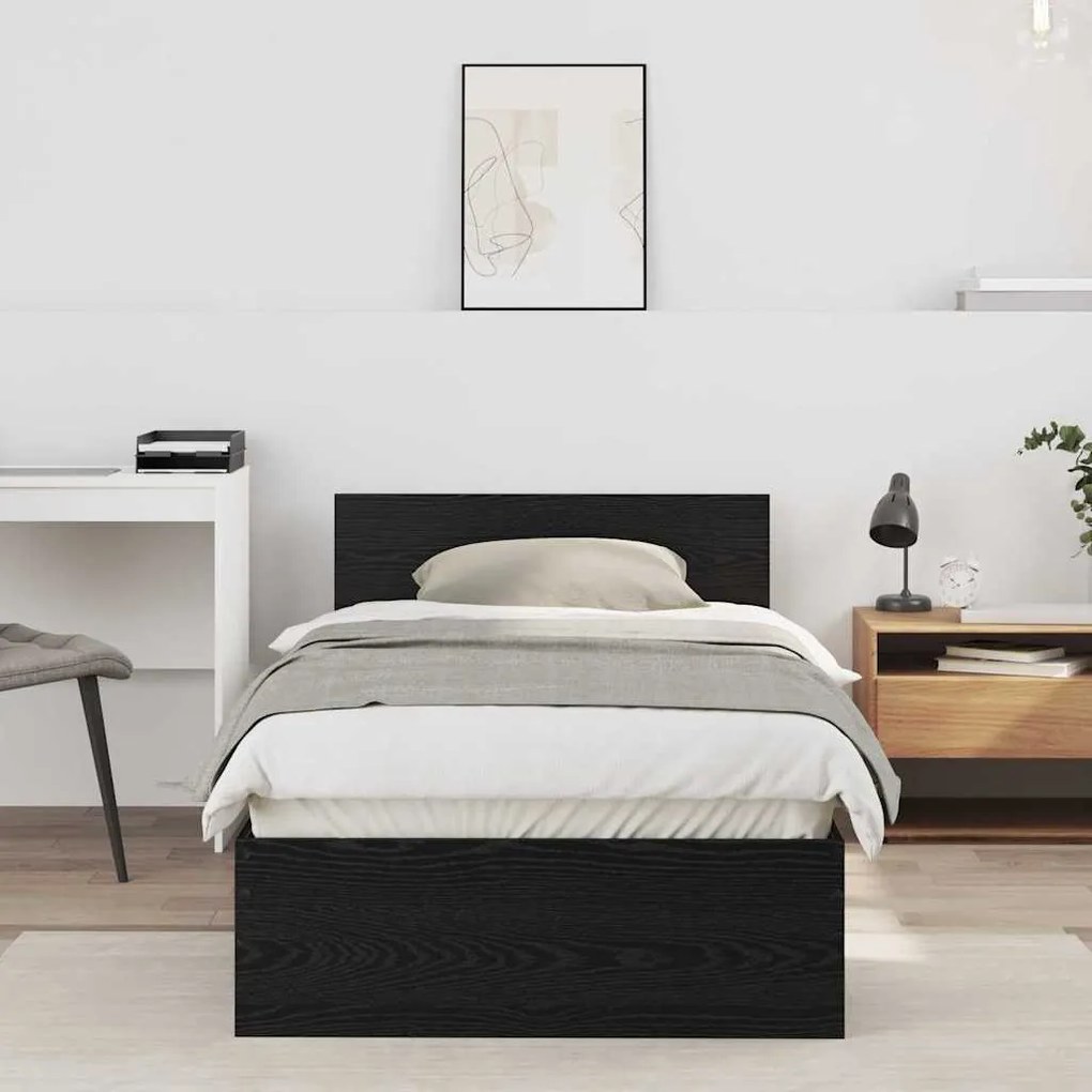 vidaXL Σκελετός Κρεβατιού Μαύρη δρυς 90 x 200 cm Επεξεργασμένο ξύλο