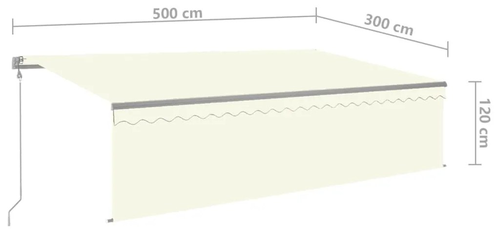 Τέντα Αυτόματη με Σκίαστρο/LED/Αισθ. Ανέμου Κρεμ 5 x 3 μ. - Κρεμ