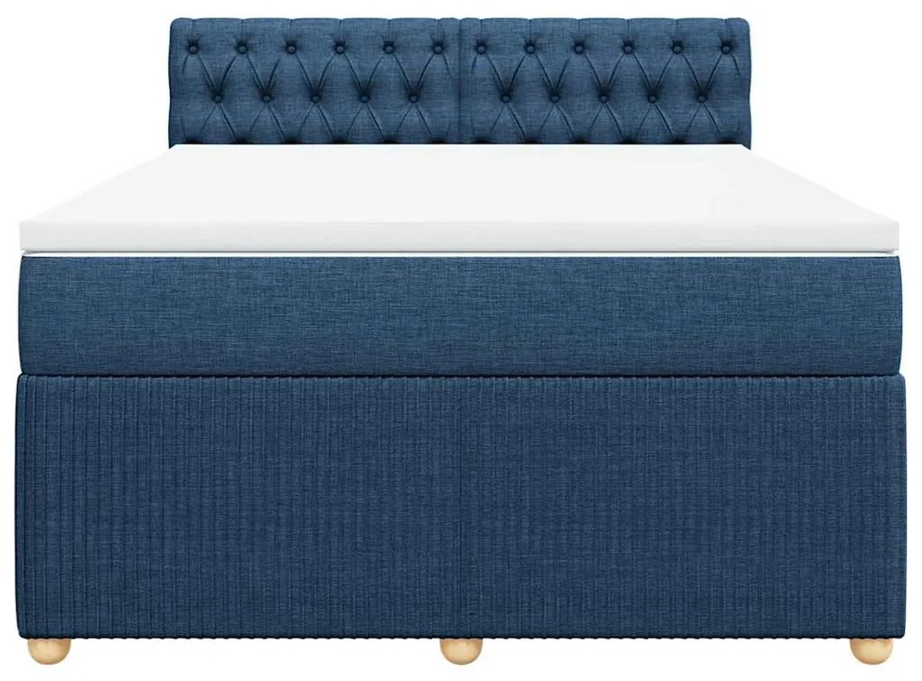 vidaXL Κρεβάτι Boxspring με Στρώμα Μπλε 140x190 εκ. Υφασμάτινο
