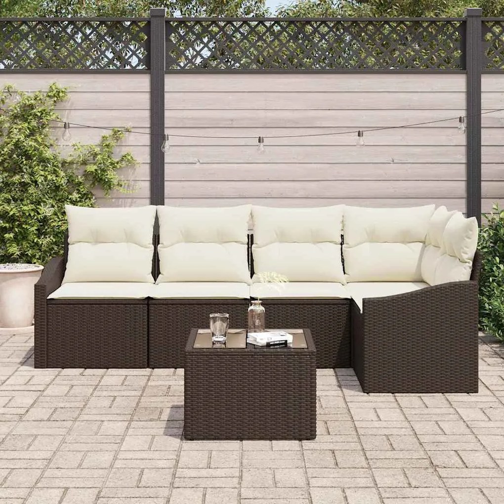 vidaXL Σετ Καναπέ Κήπου 6 pcs Καφέ Πολυ ράταν