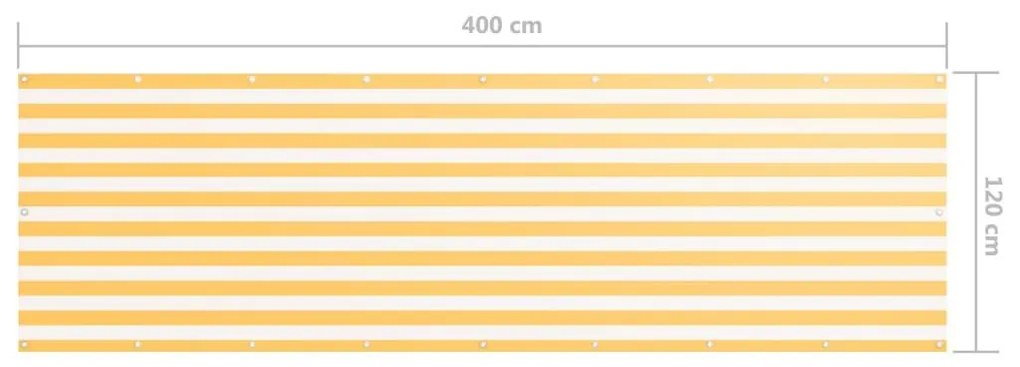 Διαχωριστικό Βεράντας Λευκό/Κίτρινο 120 x 400 εκ. Ύφασμα Oxford - Πολύχρωμο