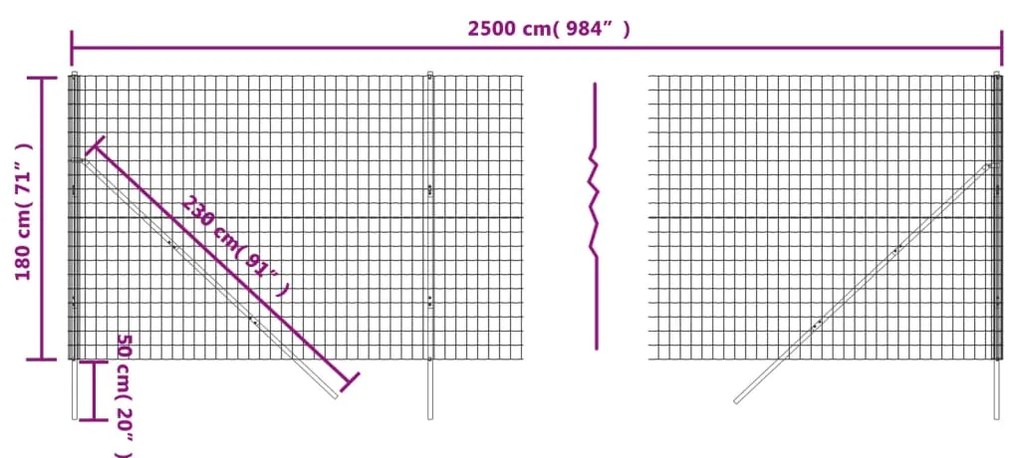 vidaXL Συρματόπλεγμα Περίφραξης Πράσινο 1,8x25 μ. Γαλβανισμένο Ατσάλι