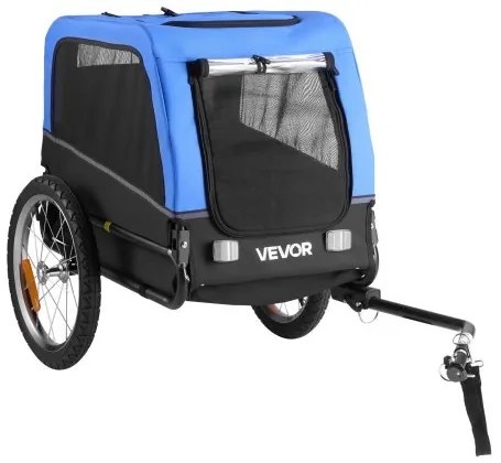 VEVOR Dog Bike Trailer, Supports up to 30 kg, Pet Cart Bicycle Carrier for Small &amp; Medium Dogs, Easy Folding Frame with Quick Release Wheel, Universal Bicycle Coupler, Reflector, Flag, Internal Leash