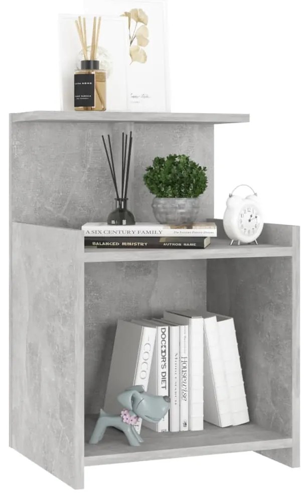 vidaXL Κομοδίνα 2 τεμ. Γκρι Σκυροδέματος 40 x 35 x 60 εκ. Επεξ. Ξύλο