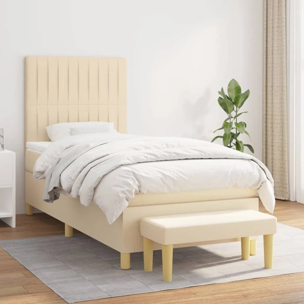 ΚΡΕΒΑΤΙ BOXSPRING ΜΕ ΣΤΡΩΜΑ ΚΡΕΜ 100 X 200 ΕΚ. ΥΦΑΣΜΑΤΙΝΟ 3137298