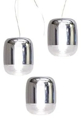 Κρεμαστό Φωτιστικό Οροφής 3xLED 4,2W Dimmable Triac Φυσητό Γυαλί Μεταλιζέ Gong S1 3R Prandina-1A63004510171-Ασημί 1A63004510171