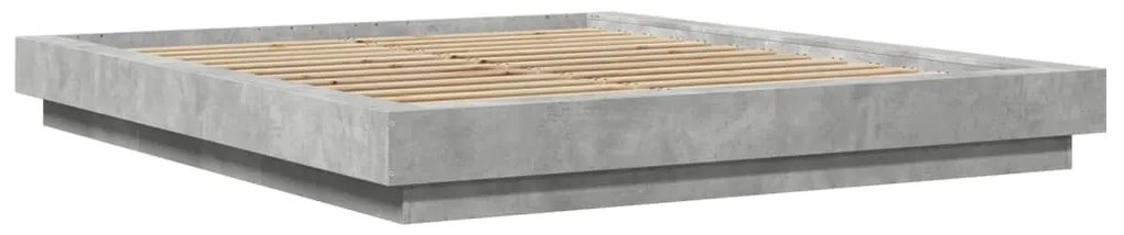 vidaXL Πλαίσιο Κρεβατιού με LED Γκρι Σκυρ. 150x200 εκ. Επεξ. Ξύλο