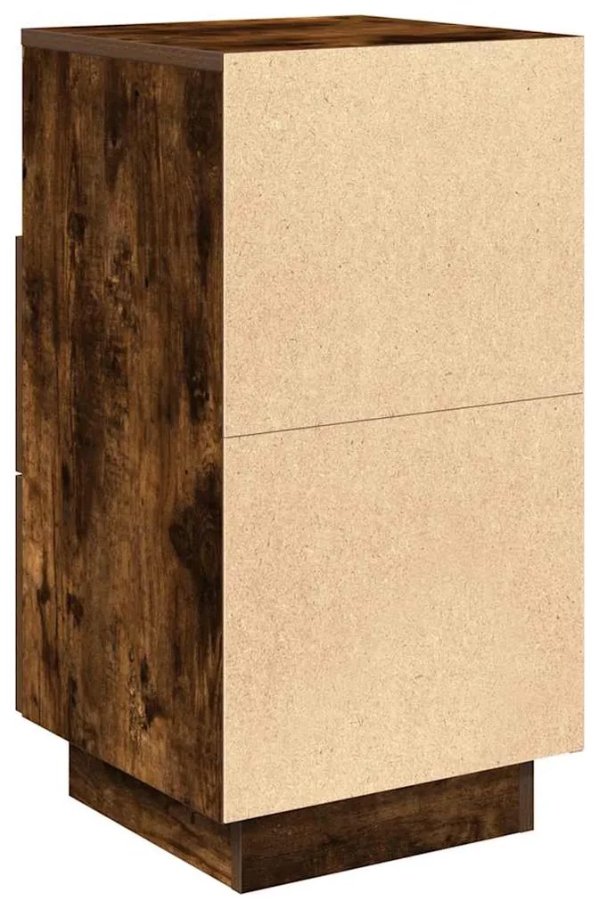 vidaXL Κομοδίνο με 2 συρτάρια Καπνιστή Δρυς 36x36x68 εκ.