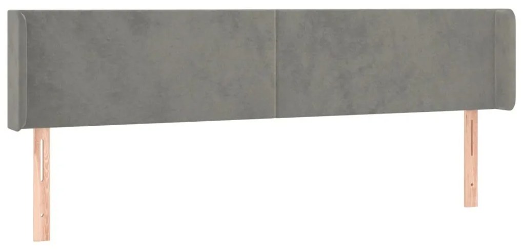 Κεφαλάρι με Πτερύγια Ανοιχτό Γκρι 163x16x78/88 εκ. Βελούδινο - Γκρι