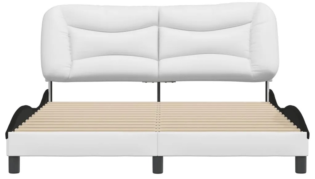 vidaXL Πλαίσιο κρεβατιού χωρίς Στρώμα Hvar Λευκό/Μαύρο 160x200εκ Συνθ. Δέρμα