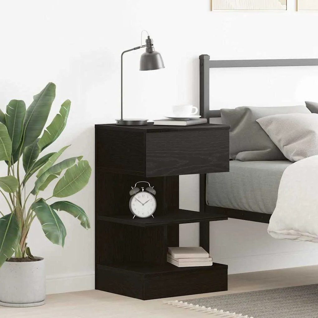 vidaXL Κομοδίνο Μαύρη δρυς 40 x 35 x 65 εκ. Επεξεργασμένο ξύλο
