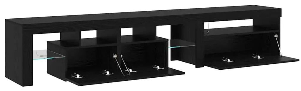 vidaXL Ντουλάπες Τηλεόρασης 2 τμχ με LED Φώτα Μαύρη Δρυς Επεξεργασμένο Ξύλο