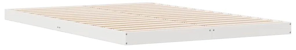 vidaXL Κρεβάτι δαπέδου Λευκό 140 x 210 cm Μασίφ ξύλο πεύκου