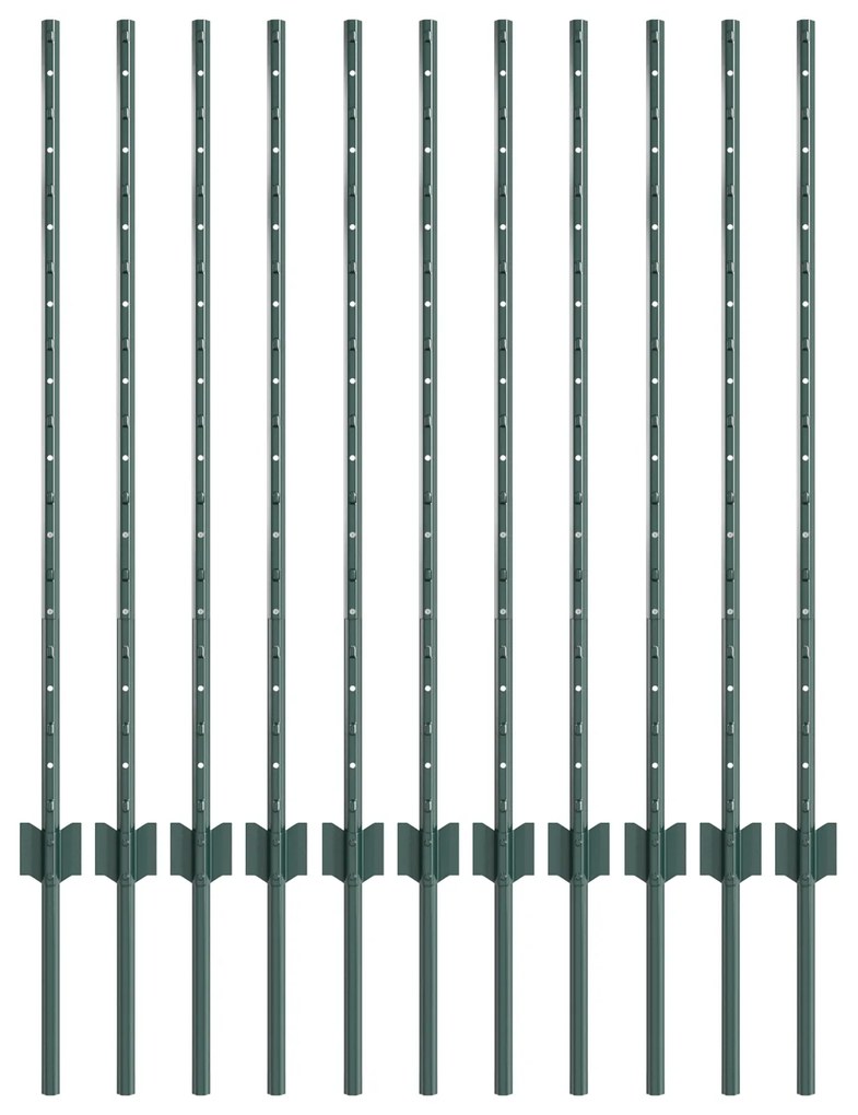 vidaXL Πόλοι φράχτη 22 pcs Πράσινο 100 cm Ατσάλι