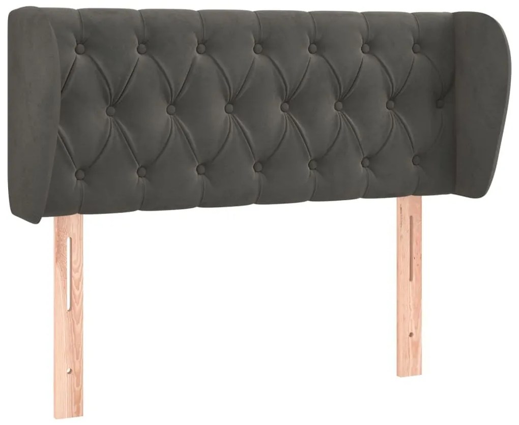 Κεφαλάρι με Πτερύγια Σκούρο Γκρι 93x23x78/88 εκ. Βελούδινο - Γκρι