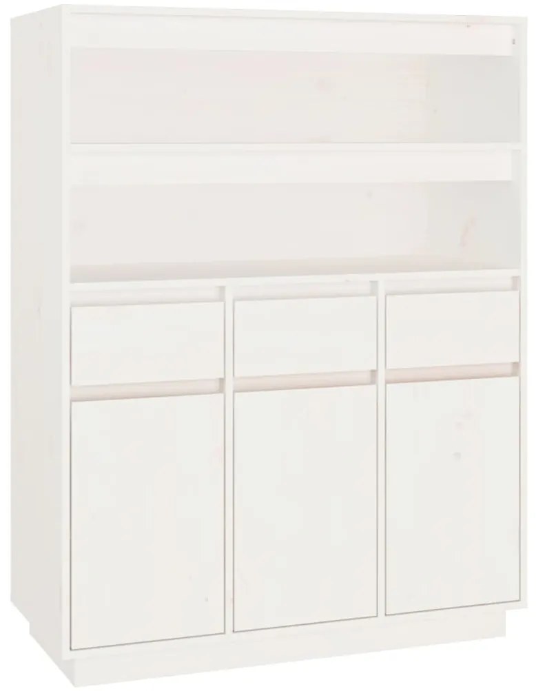 vidaXL Ντουλάπι Ψηλό Λευκό 89x40x116,5 εκ. από Μασίφ Ξύλο Πεύκου