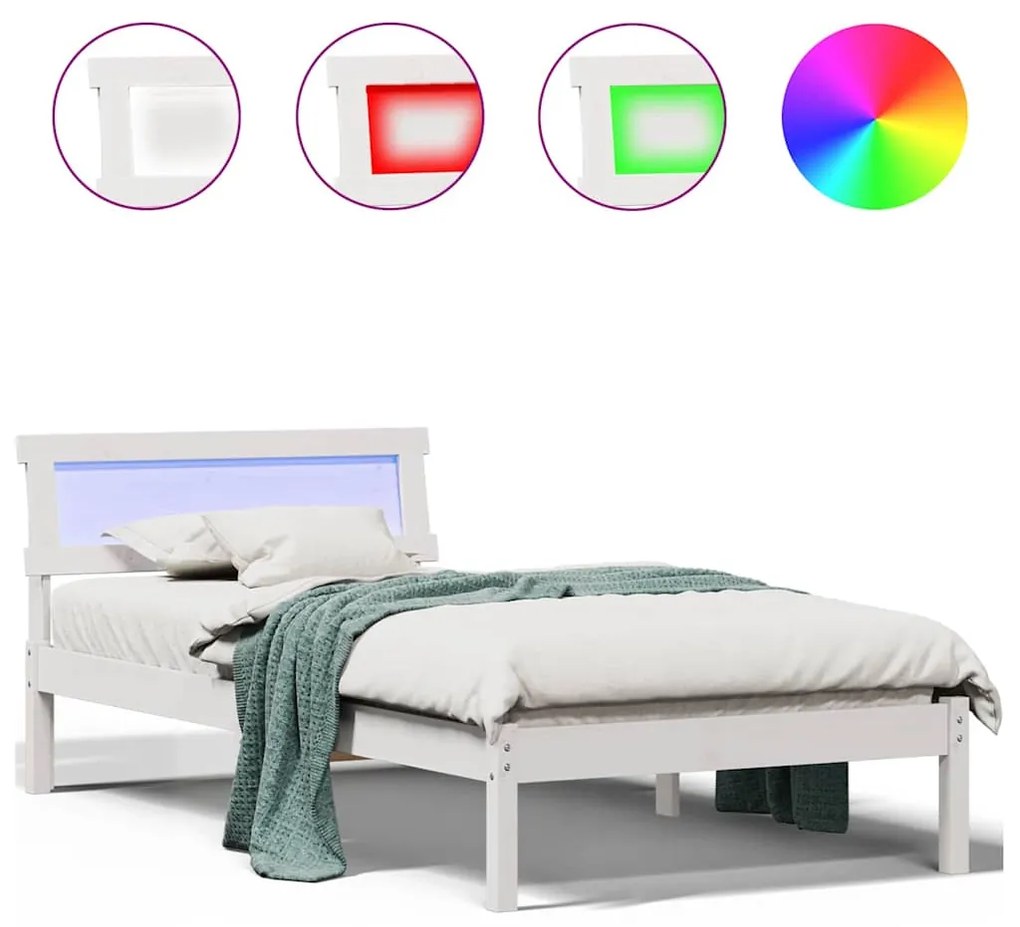 vidaXL Σκελετός Κρεβατιού Λευκό 80 x 200 cm Στερεά ξυλεία πεύκου