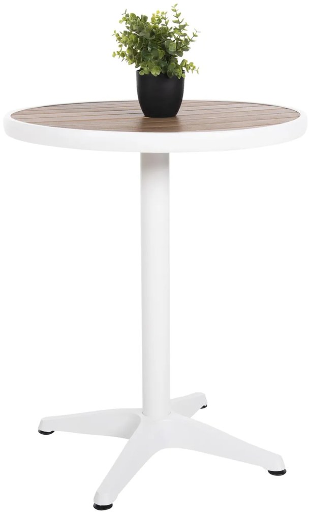 ΤΡΑΠΕΖΙ ΑΛΟΥΜΙΝΙΟΥ ΣΤΡΟΓΓΥΛΟ ALEXA  ΛΕΥΚΟ-POLYWOOD TOP ΦΥΣΙΚΟ Φ60x73Υεκ.