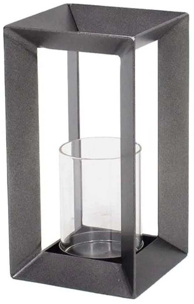 Βάση Ρεσώ Inside 032109 13x13x23cm Grey Μέταλλο,Γυαλί