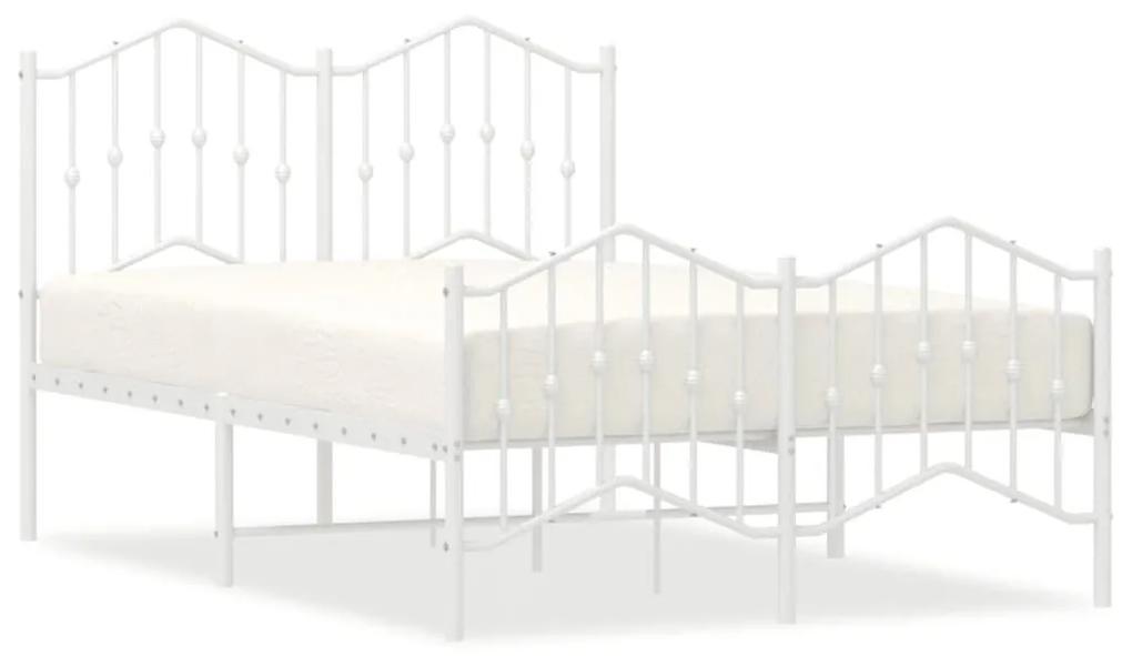 Πλαίσιο Κρεβατιού με Κεφαλάρι/Ποδαρικό Λευκό 120x190εκ. Μέταλλο - Λευκό