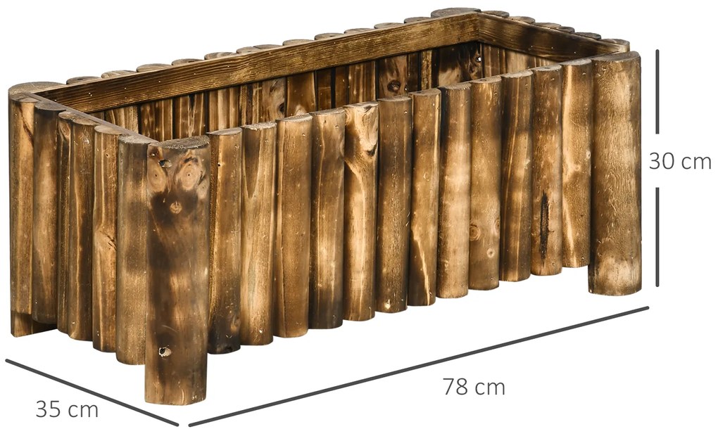 Outsunny Υπερυψωμένο παρτέρι Κουτί φύτευσης Παρτέρι βοτάνων Παρτέρι λαχανικών Παρτέρι λουλουδιών, Ξύλο ελάτης 78x35x30 cm