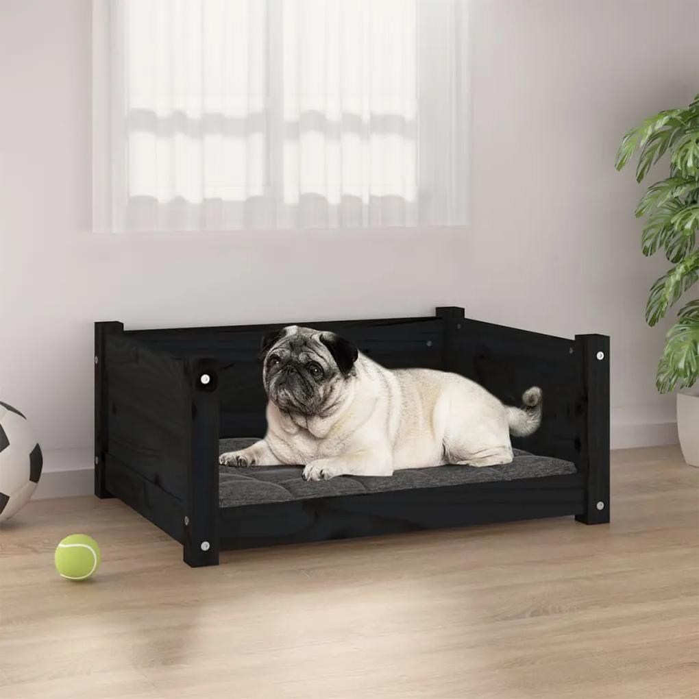 Κρεβάτι Σκύλου Μαύρο 65,5x50,5x28 εκ. από Μασίφ Ξύλο Πεύκου