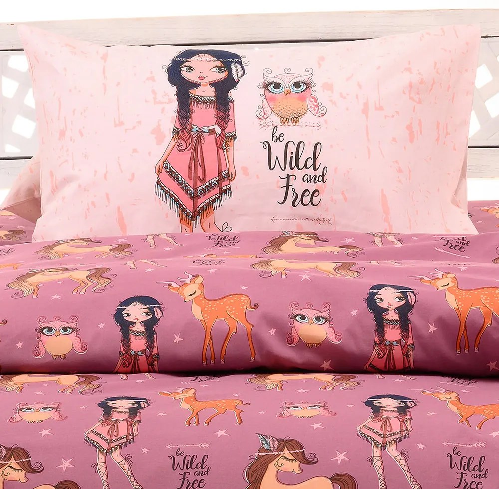 Ζεύγος Μαξιλαροθήκες (50x70) Melinen Kids Line Indian Girl Violet