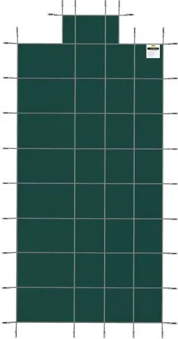 VEVOR Pool Safety Cover Fits 16x32ft Rectangle Inground Pools, Safety Pool Cover with 4x10ft Center End Step, Mesh Solid Pool Cover with Drainage Holes for Swimming Pool, Winter Safety Cover, Green