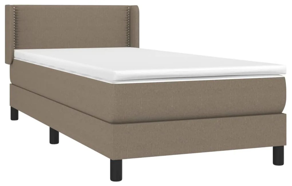 Κρεβάτι Boxspring με Στρώμα Taupe 90x200 εκ. Υφασμάτινο - Μπεζ-Γκρι