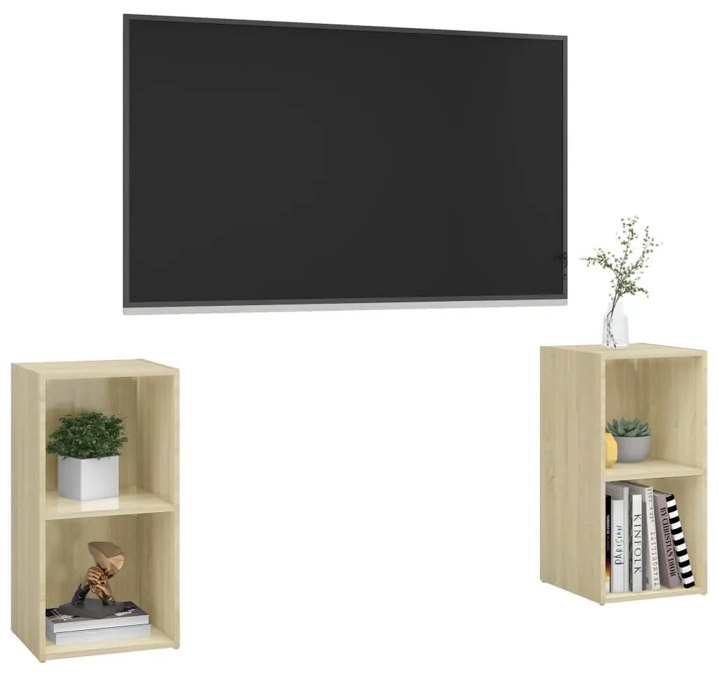 Έπιπλα Τηλεόρασης 2 τεμ Sonoma Δρυς 72x35x36,5εκ Επεξ. Ξύλο 3079901