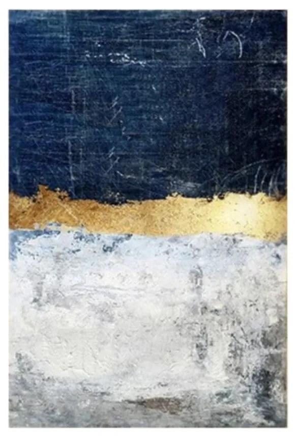 Πίνακας Σε Καμβά Dafur 2 018119 80x120xH3,5cm Grey-Blue-Gold Κάθετοι Ξύλο,Καμβάς
