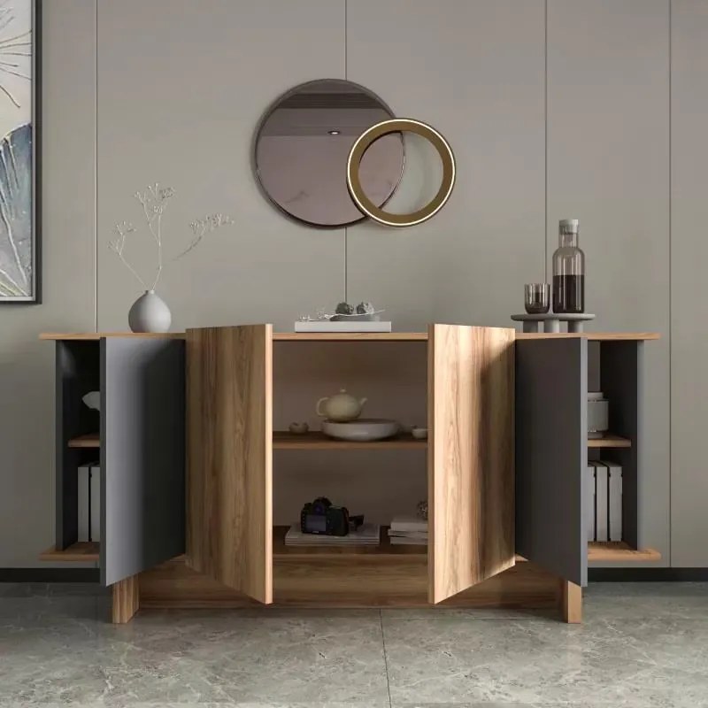 Μπουφές Aramos ανθρακί - oak 180x45x80 εκ. 180x45x80 εκ.