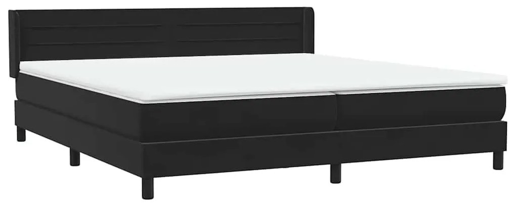 Κρεβάτι Boxspring με Στρώμα Μαύρο 180x210 εκ. Βελούδινο - Μαύρο