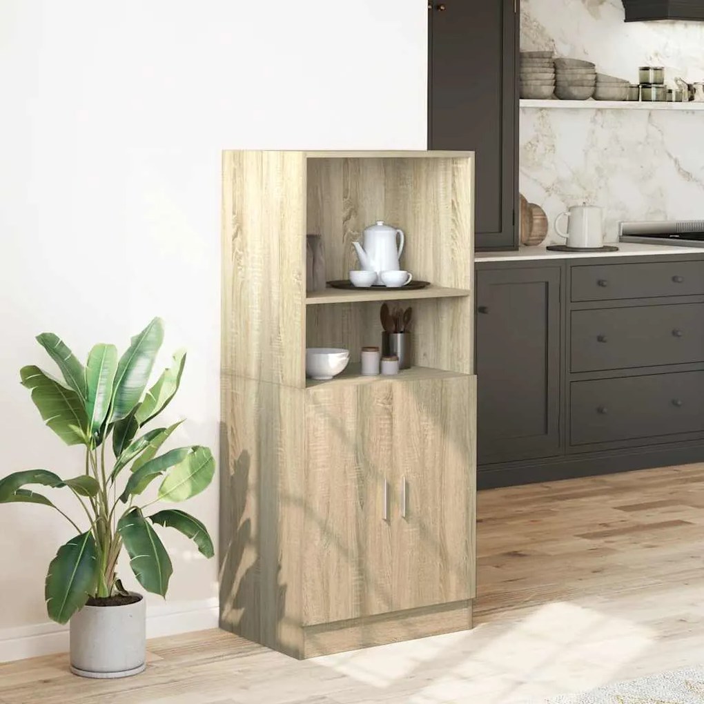 Στήλη Κουζίνας Sonoma Δρυς 57x41,5x131,5 εκ. Επεξεργασμένο Ξύλο - Καφέ