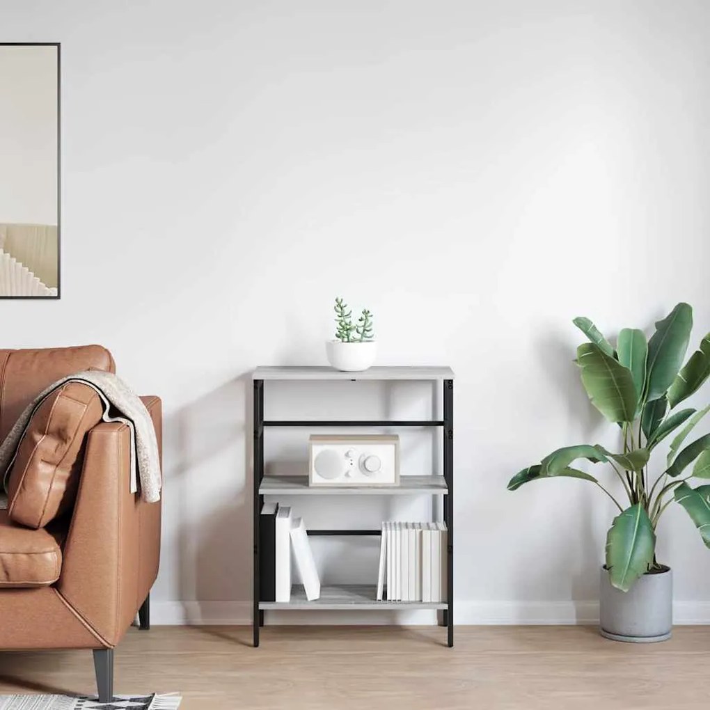 vidaXL Ράφι Βιβλίων Γκρίζο Σονομα 60 x 29,5 x 81 εκ Επεξεργασμένο ξύλο