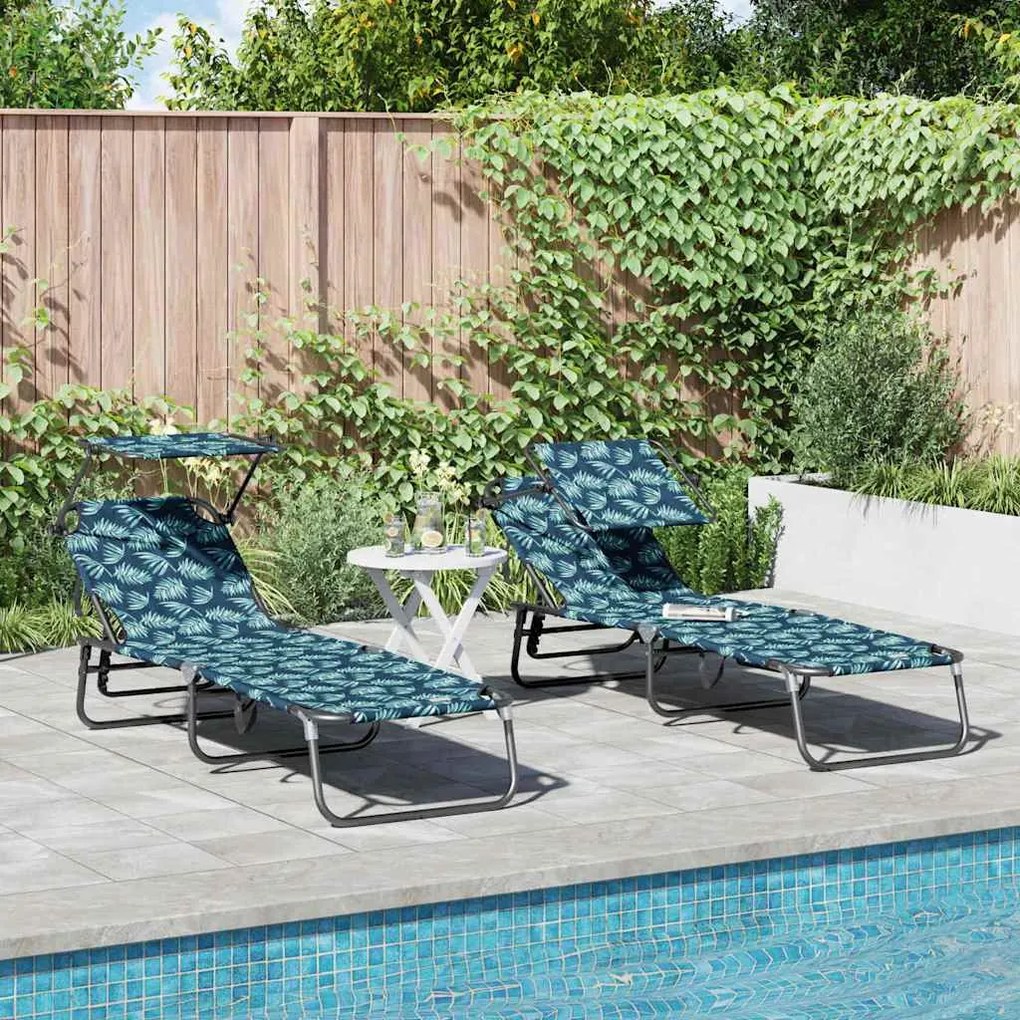 vidaXL Πτυσσόμενη ξαπλώστρα 2 pcs Πράσινο 56 x 190 x 81εκ ύφασμα
