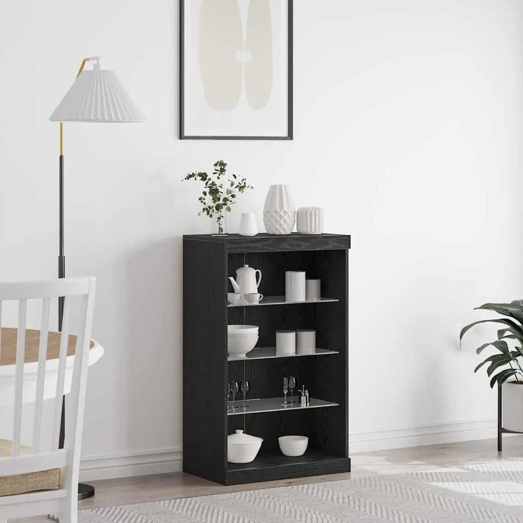 vidaXL Πλαϊνό γραφείο Μαύρη Οξυά 60.5 x 37 x 100 εκ Επεξεργασμένο ξύλο