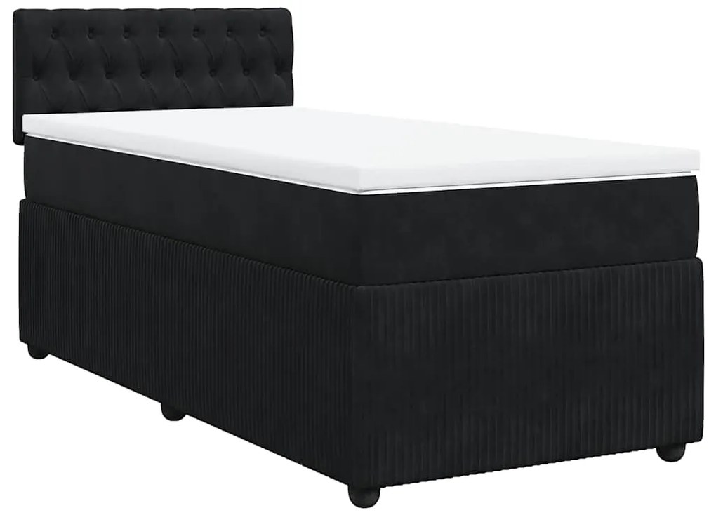 vidaXL Κρεβάτι Boxspring με Στρώμα Μαύρο 100x200 εκ. Βελούδινο