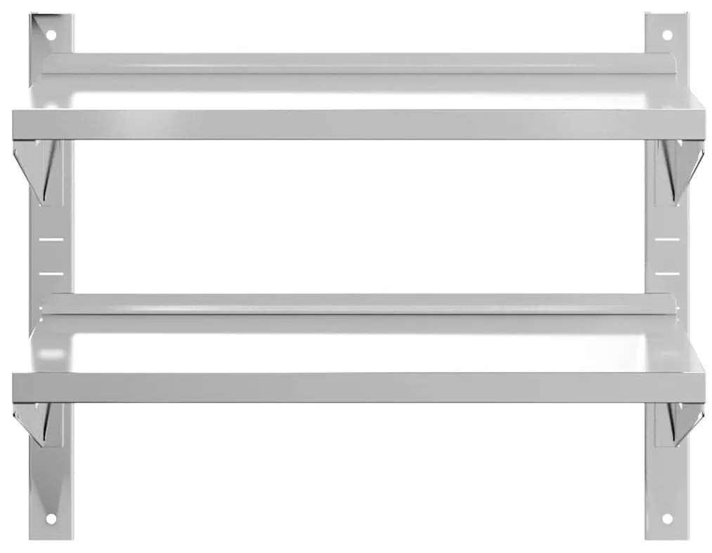 vidaXL Ράφι Τοίχου 2 Επιπ. Ασημί 75x40x60 εκ. Ανοξείδωτο Ατσάλι