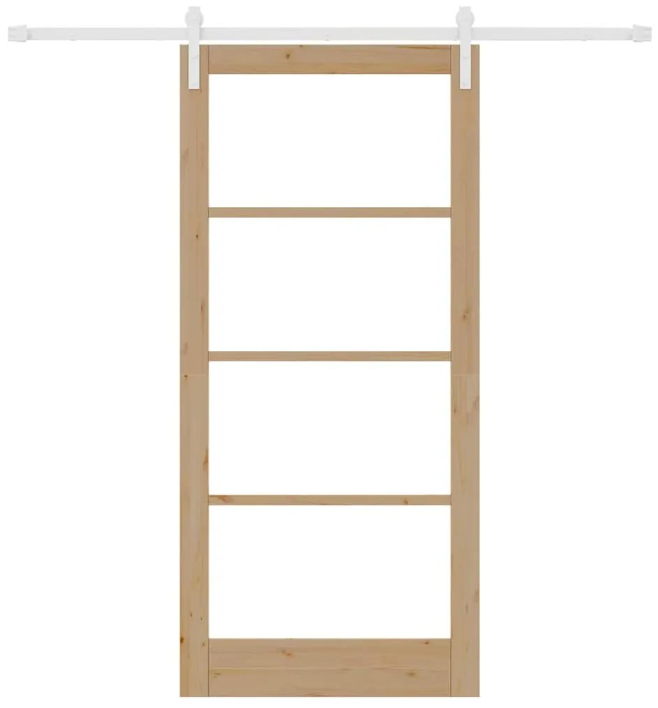 vidaXL Συρόμενη Πόρτα Καφέ 93 x 202 cm Μασίφ ξύλο πεύκου