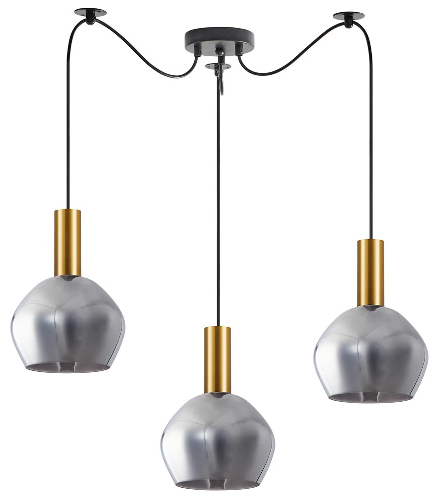 SE21-GM-4-BL3-GL2 ADEPT TUBE Gold Matt Pendant Smoked Glass+