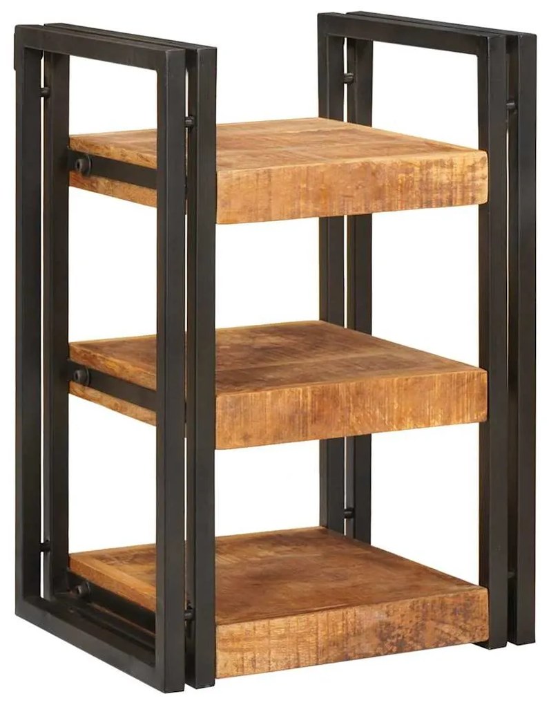 vidaXL Κομοδίνο Καφέ και μαύρο 38 x 33 x 58 εκ. Στερεό ξύλο μάνγκο