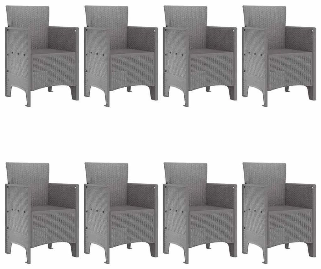 vidaXL Σέτ φαγητού για κήπο 9 pcs Ανοιχτό γκρι Rattan Polt