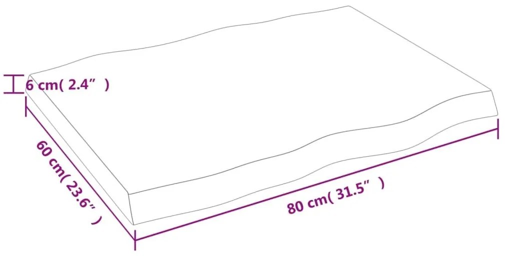 Επιφ Τραπεζιού Αν Καφέ 80x60x(2-6)εκ. Ακατέργ. Μασίφ Ξύλο Δρυός - Καφέ