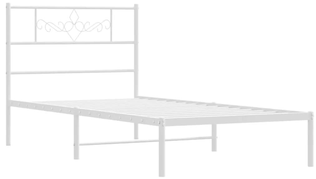 vidaXL Πλαίσιο Κρεβατιού με Κεφαλάρι Λευκό 75 x 190 εκ. Μεταλλικό