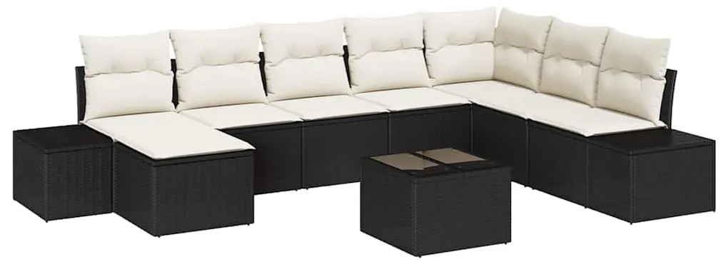 vidaXL Σετ Καναπέ Κήπου με μαξιλάρι 9 pcs Μαύρο συνθετικό ρατάν