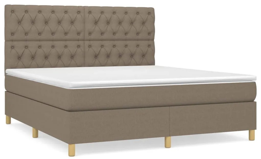 Κρεβάτι Boxspring με Στρώμα Taupe 160x200 εκ. Υφασμάτινο - Μπεζ-Γκρι