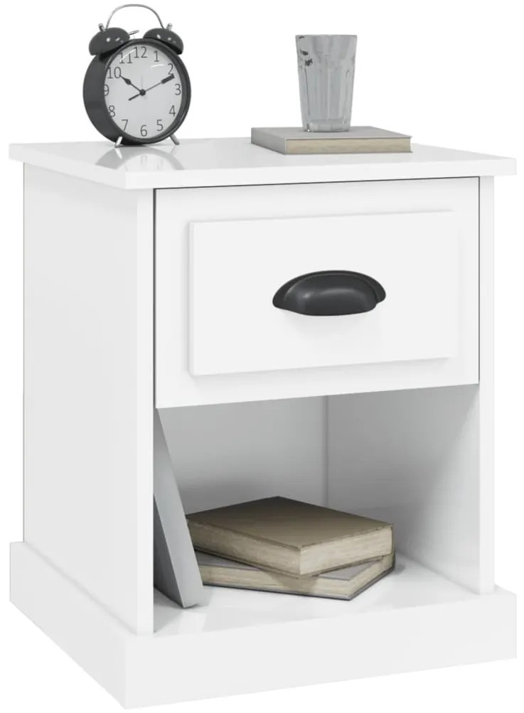 vidaXL Κομοδίνα 2 τεμ. Γυαλ. Λευκό 39x39x47,5 εκ. Επεξεργασμένο Ξύλο
