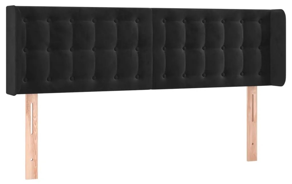Κεφαλάρι Κρεβατιού LED Μαύρο 147x16x78/88 εκ. Βελούδινο - Μαύρο